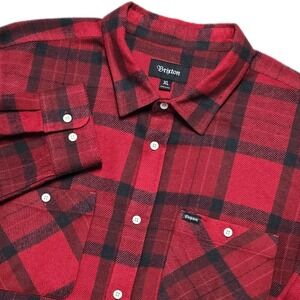 Brixton Milton Red Black Flannel Plaid Shirt Men's XL Long Sleeve EUC